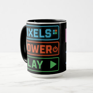Gaming Mug – Pixels Power Play Neon Coffee Cup Mugg