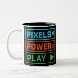 Gaming Mug – Pixels Power Play Neon Coffee Cup Två-Tonad Mugg
