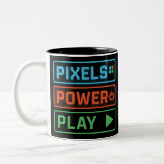 Gaming Mug – Pixels Power Play Neon Coffee Cup Två-Tonad Mugg