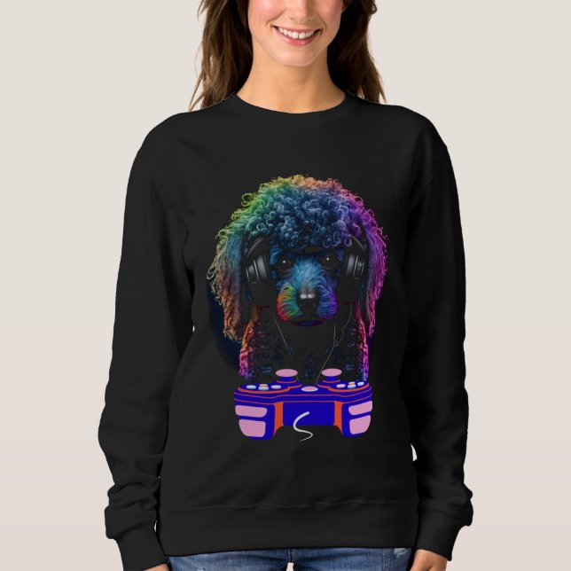 Gaming Poodle Dog Player Animal Video Gamer  Men K T Shirt (Framsida)