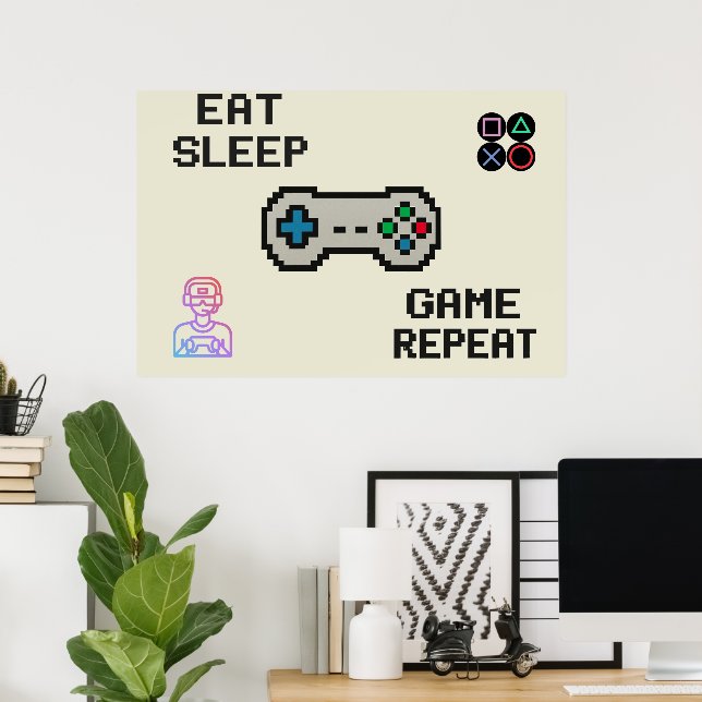 Gaming Poster – Pixel Art Gamer Room Wall Print (Hemmakontoret)
