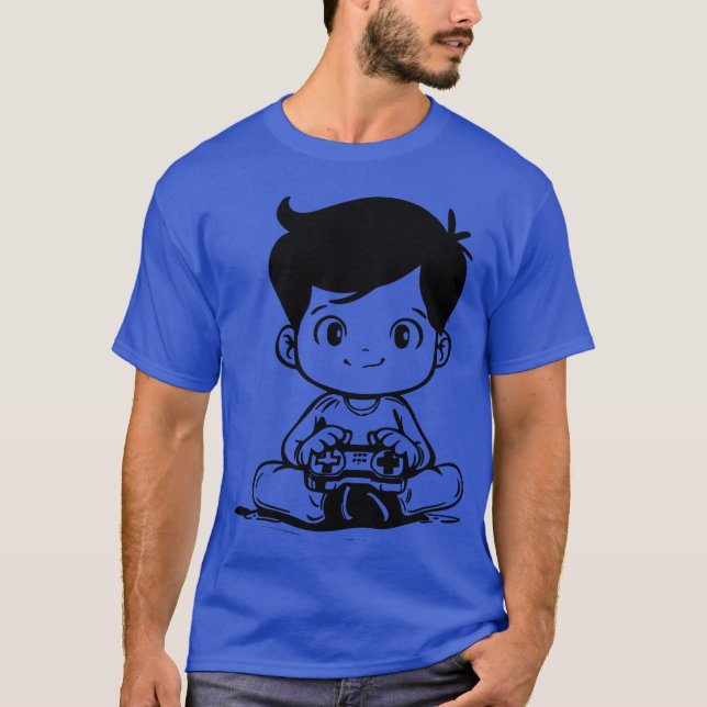 Gaming Sketch retrokompisar T Shirt (Framsida)