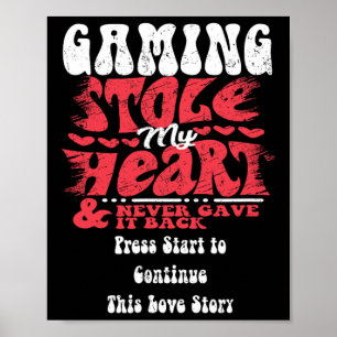 Gaming Stjäl Min Hjärta ~ Roliga Alla Hjärtans Dag Poster