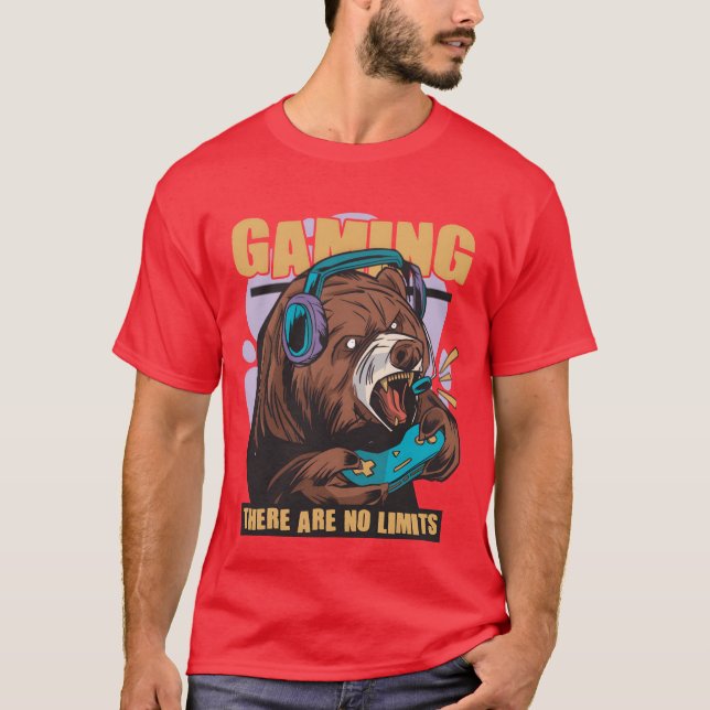 Gaming there are no limits nerd gamer video game f t shirt (Framsida)