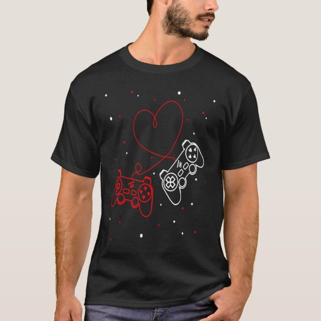 Gaming Valentine Video Games Funny Gamers Cute Hea T Shirt (Framsida)