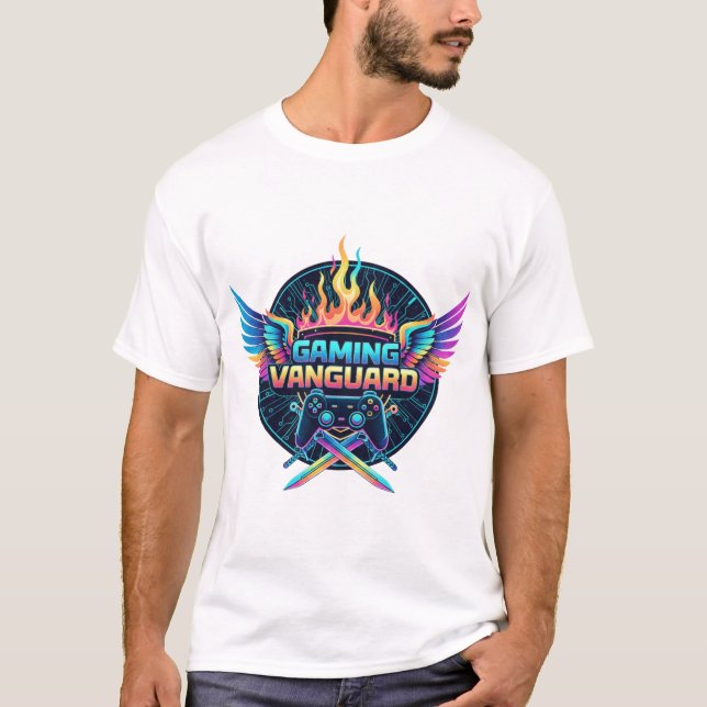 Gaming Vanguard Neon Crest T-Shirt | Futuristic Ga (Framsida)