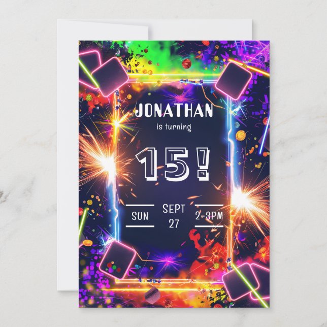 Gaming Video Custom Age Birthday Invitation Inbjudningar (Framsida)