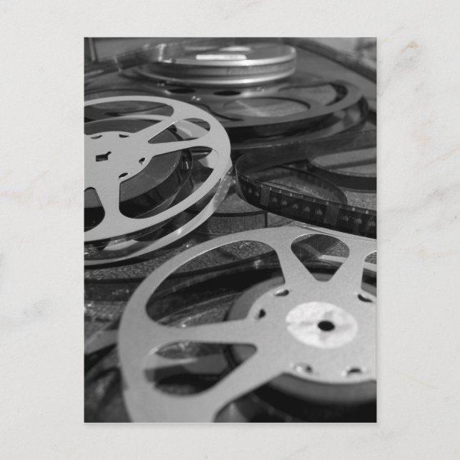 Gamla 35 mm filmrullar svart och vitt fotografi vykort (Framsida)