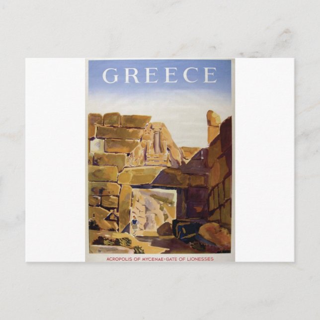 Gamla Advert Greece Mycenae Grind i Lionesses Vykort (Framsida)