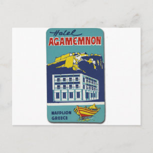 Gamla Advert Nafplio Greece Hotel Agamemnon Vykort
