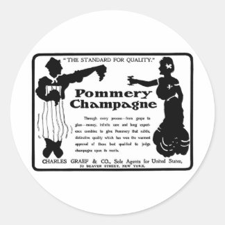 Gamla Advert Pommery Champagne Runt Klistermärke