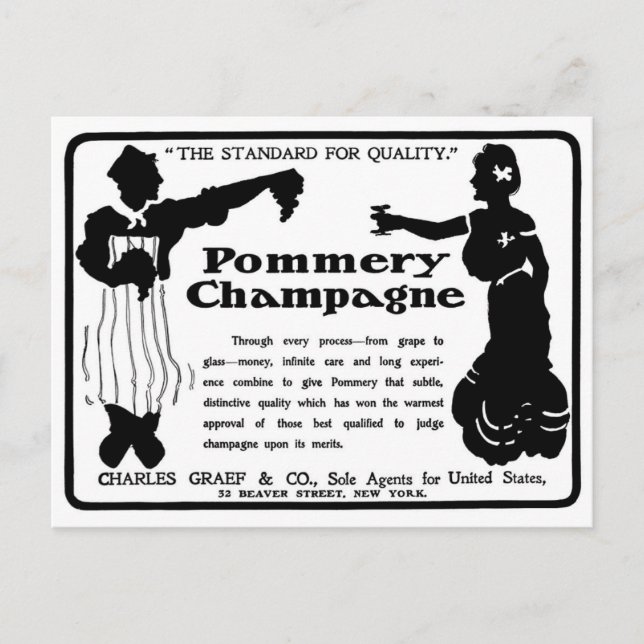 Gamla Advert Pommery Champagne Vykort (Framsida)