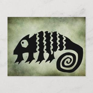 gamla afrikanska stamsymboler linocut vykort