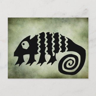 gamla afrikanska stamsymboler linocut vykort