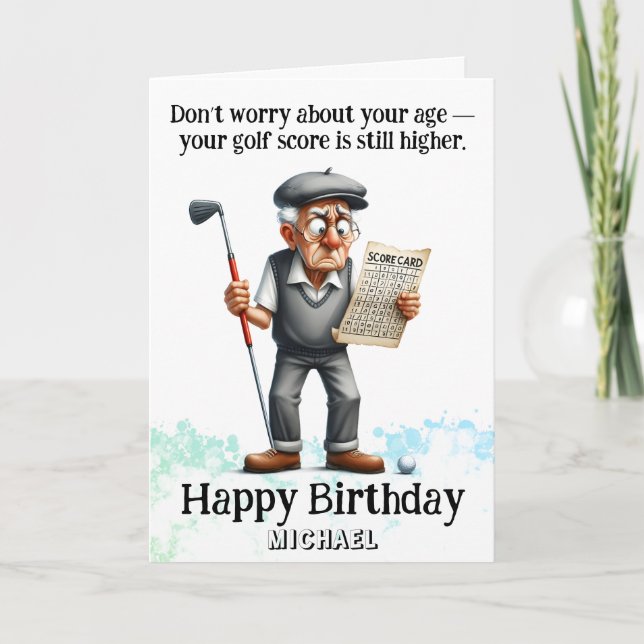 *~* Gamla Åldersman AP94 Golf Birthday Card Tack Kort (Framsida)
