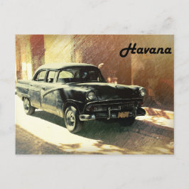 Gamla amerikanska bilar på gatan i Havanna-vykort Vykort