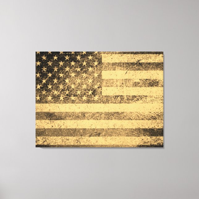 Gamla amerikanska Flagga Grunge Canvastryck (Framsida)