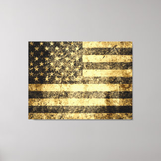 Gamla amerikanska Flagga Grunge Cracks Canvastryck