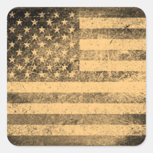 Gamla amerikanska Flagga Grunge Fyrkantigt Klistermärke