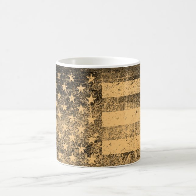 Gamla amerikanska Flagga Grunge Kaffemugg (Center)