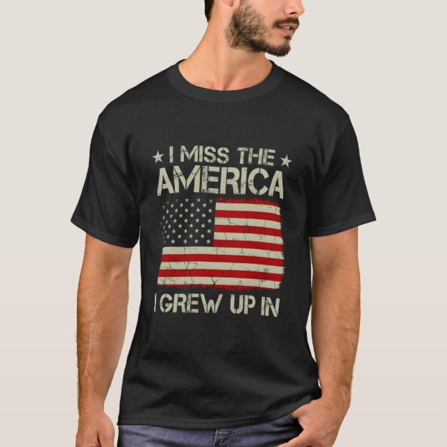 Gamla amerikanska Flagga jag saknar Amerika jag ko T Shirt (Framsida)