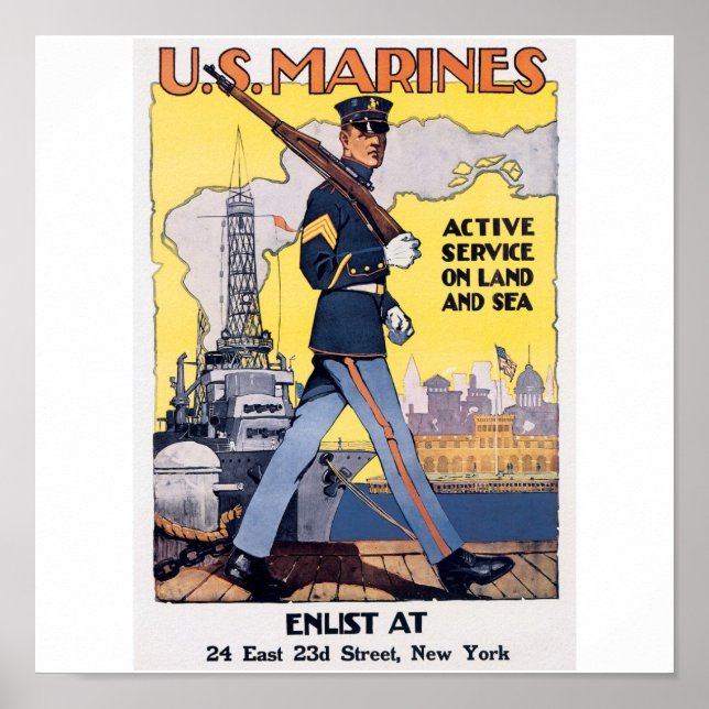 Gamla amerikanska marinsoldater Poster omkring 191 (Framsidan)
