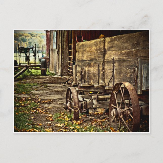Gamla Amish Wagon Vykort (Framsida)