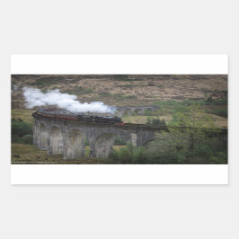 Gamla ånga tåg på Glenfinnan Viaduct Rektangulärt Klistermärke
