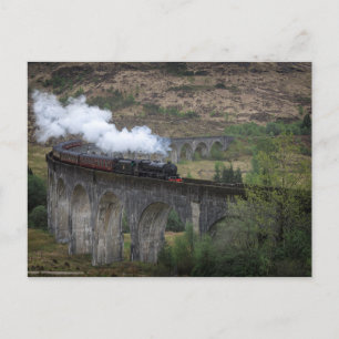 Gamla ånga tåg på Glenfinnan Viaduct Vykort