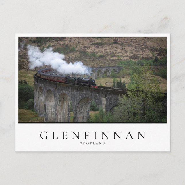 Gamla ånga tåg på Glenfinnan Viaduct Vykort (Framsida)
