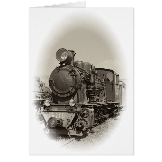 Gamla ånglok hälsningskort (Framsidan)