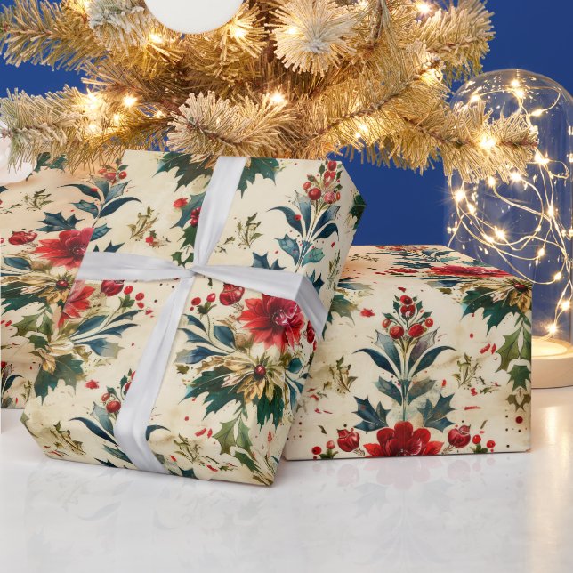 Gamla antikiska juldammar presentpapper (Helgdagar)