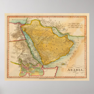 Gamla arabiska Peninsulan Karta (1912) Poster