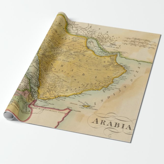 Gamla arabiska Peninsulan Karta (1912)  Presentpapper (Utrullad)