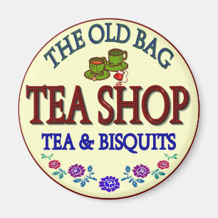 Gamla Bag Tea Shop-Logotypen Magnet
