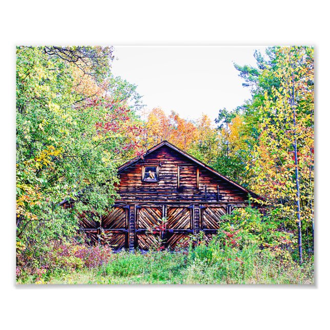 Gamla Barn i Fall Fototryck (Framsidan)