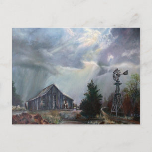 Gamla barn i Texas Thunderstorm Greeting Cards Vykort