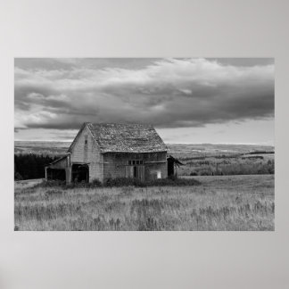 Gamla Barn med Himlar ’Black and White’ Poster