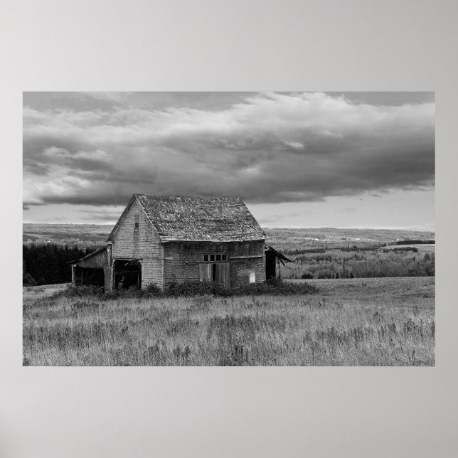Gamla Barn med Himlar ’Black and White’ Poster (Framsidan)