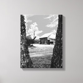 Gamla Barn Rural Barns Land Black & White Photo Canvastryck