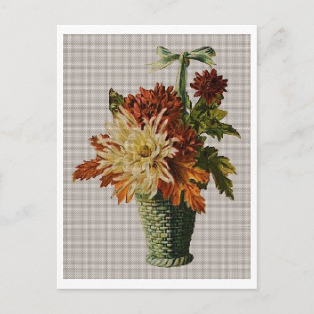 Gamla Basket av blommor Vykort (Framsida)