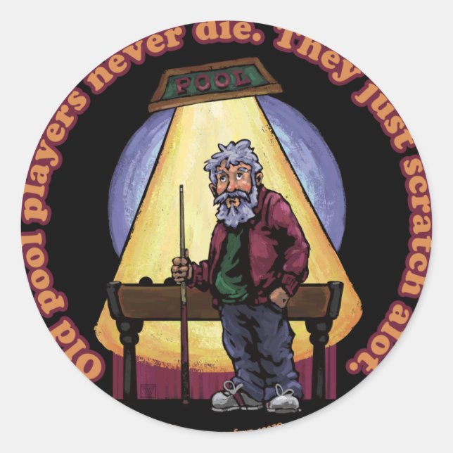 Gamla Bassäng-spelare Runt Klistermärke (Framsida)