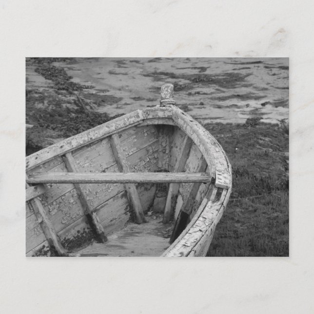 Gamla båtar i svartvitt vykort (Framsida)