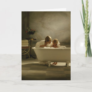 Gamla Bathtub med Mor och dotter Kort
