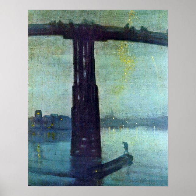 Gamla Battersea Bridge av James McNeill Whistler Poster (Framsidan)