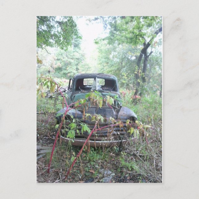 Gamla Beat Up Lastbil Vykort (Framsida)