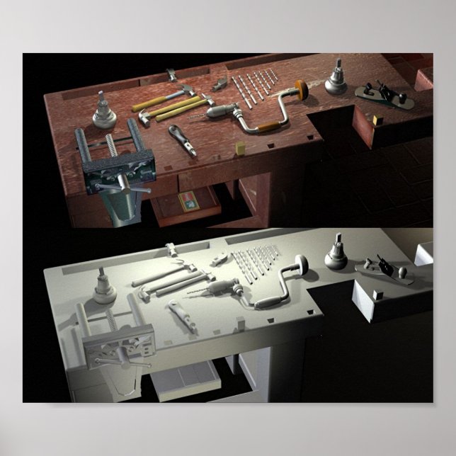 Gamla Bench New Verktyg Poster (Framsidan)