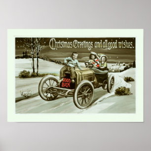 Gamla bilar och barn poster