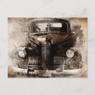 Gamla bilars Vintage Vykort