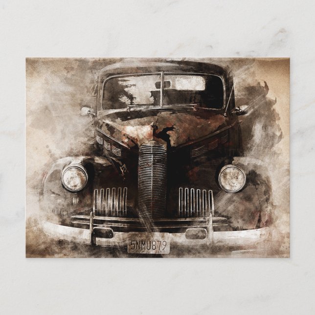 Gamla bilars Vintage Vykort (Framsida)